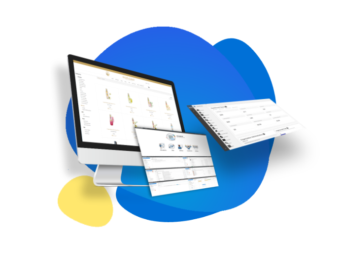 QuickSocial work examples: dashboards, programming, e-commerce