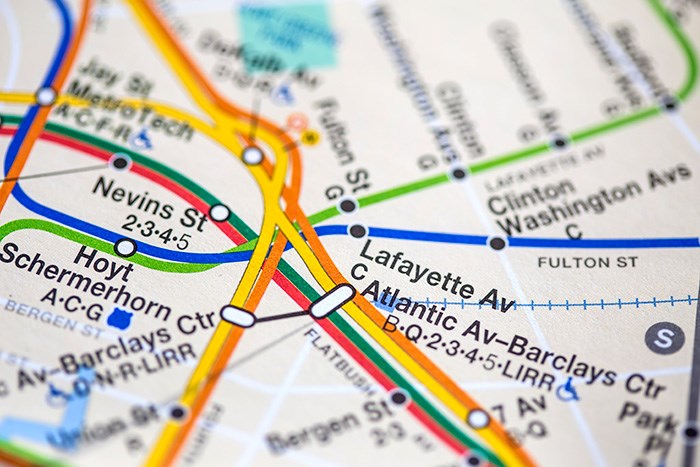 Blueprint overlay on New York map